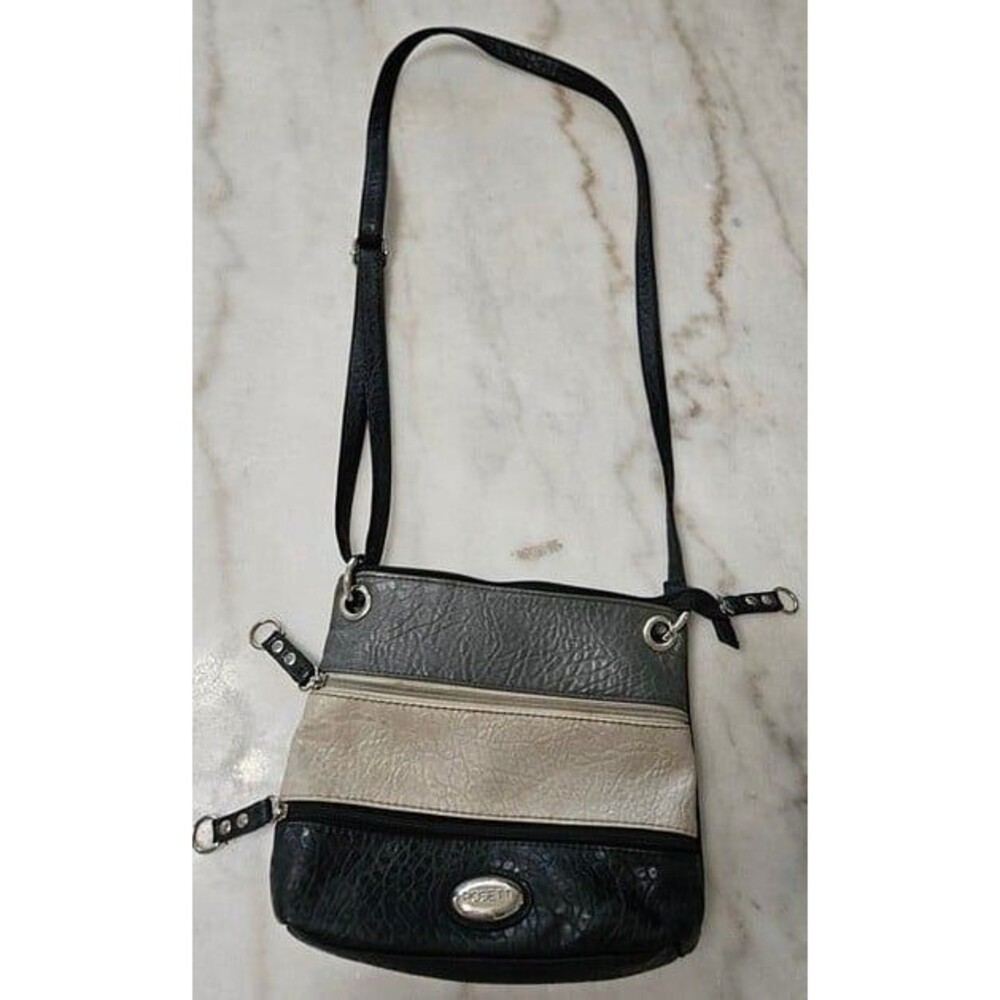 Rosetti Black Brown Faux Leather Crossbody / Shoulder Bag Purse